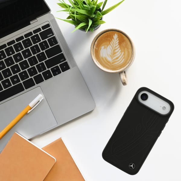 Etui Mercedes Leather Large Laurel Leave MagSafe do iPhone Air czarny