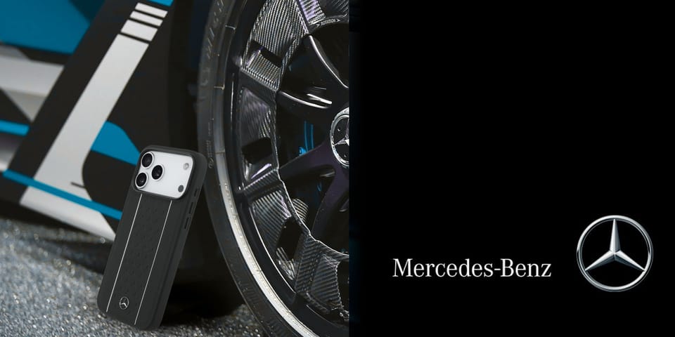 Etui Mercedes Leather Star Pattern       Stripes MagSafe do iPhone 17 Pro Max czarny
