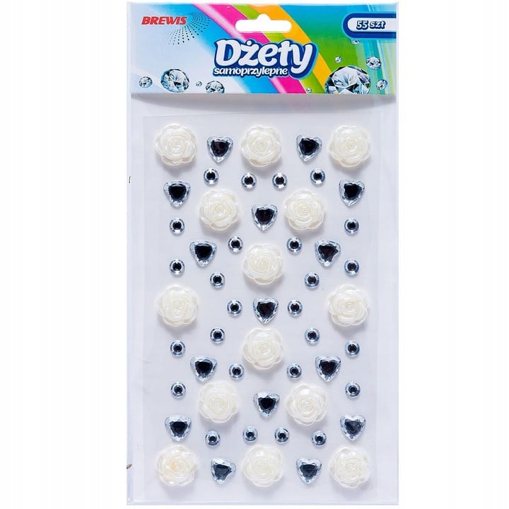 Dżety DSK6 Róże ecru i diamentowe serca 55szt. BREWIS