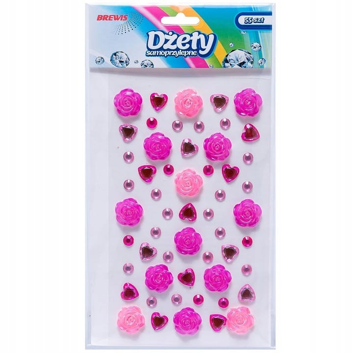 Dżety DSK5 Róże czerwone i różowe serca 55szt. BREWIS