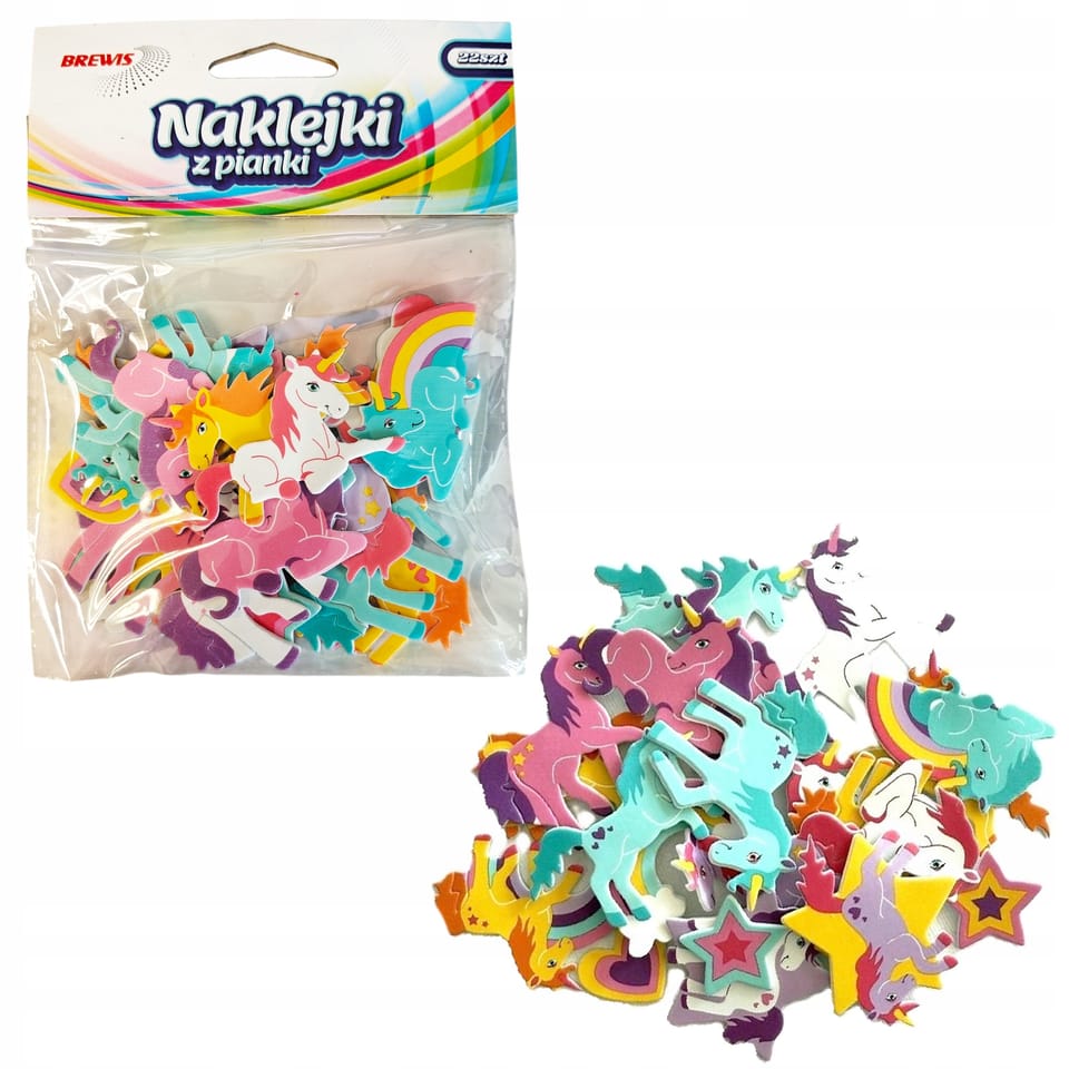 Naklejki z pianki jednorożce i tęcza 22szt. PVC66 BREWIS