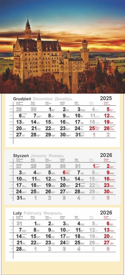 Kalendarz trójdzielny 2026 0905-99 Panta Plast