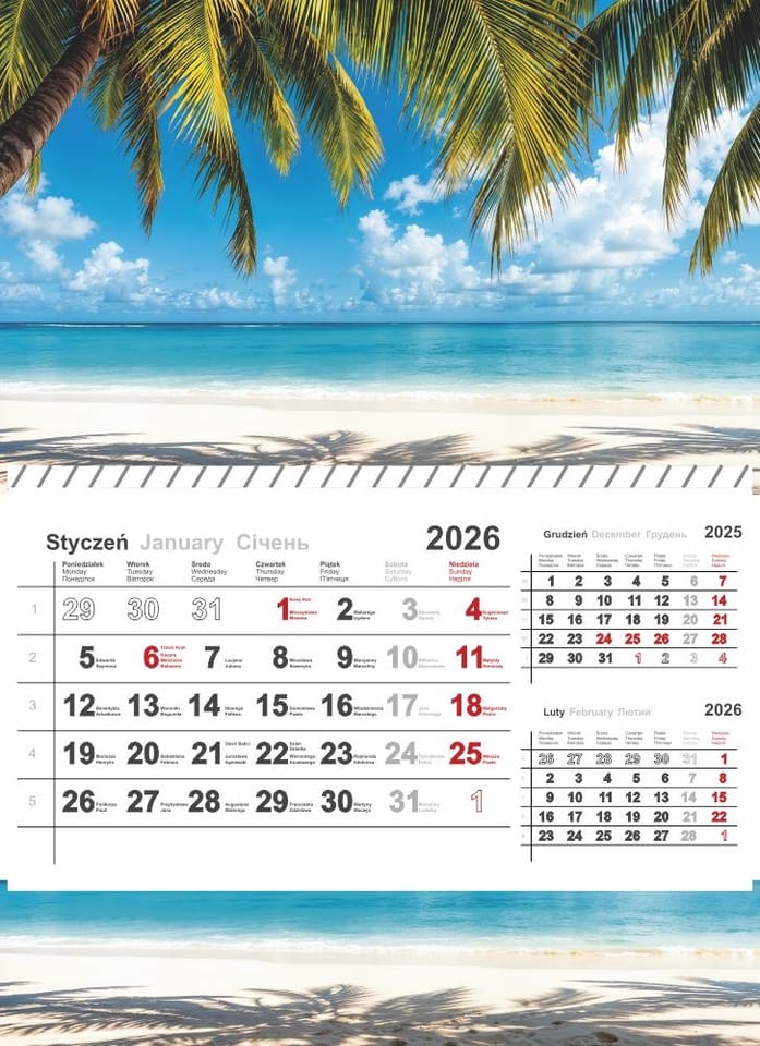 Kalendarz jednodzielny na spirali 2026 0405-0904-99 Panta Plast