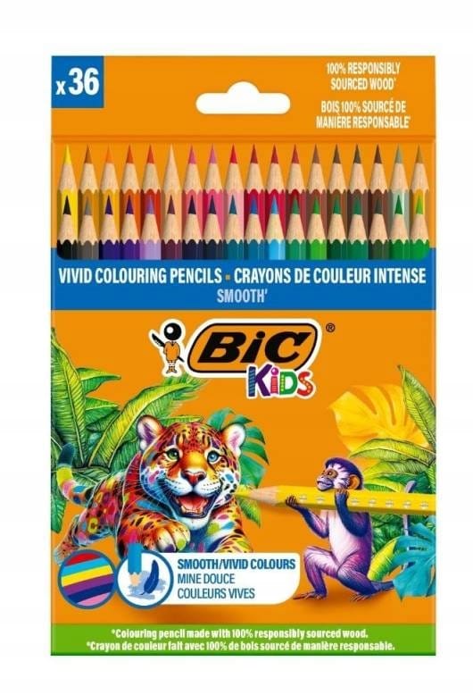 Kredki drewniane ECO SMOOTH 36 kolorów 525788 BIC