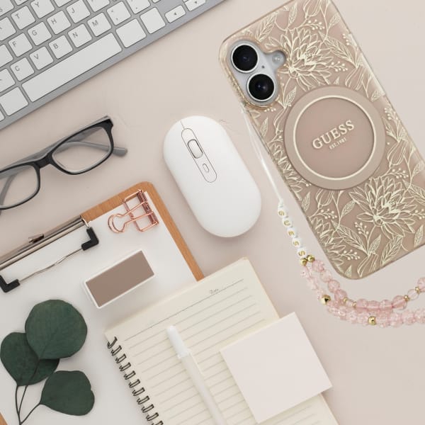 Etui Guess IML Flowers Electro Pearl     Strap MagSafe do iPhone 17 różowy