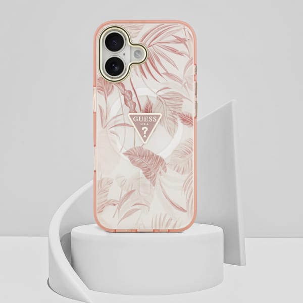 Etui Guess Jungle Tonal Triangle MagSafe do iPhone 17 różowy