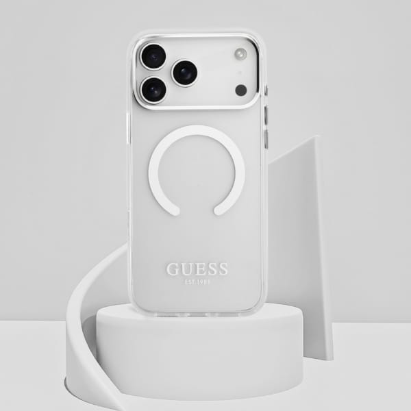 Etui Guess Metal Outline MagSafe doiPhone 17 Pro Max srebrny