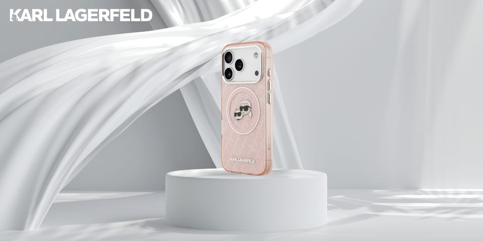 Etui Karl Lagerfeld IML Glitter Karl &   Choupette Heads Logo MagSafe do iPhone 17 Pro różowy