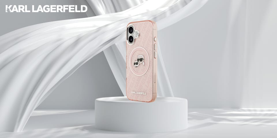 Etui Karl Lagerfeld IML Glitter Karl &   Choupette Heads Logo MagSafe do iPhone 17 różowy