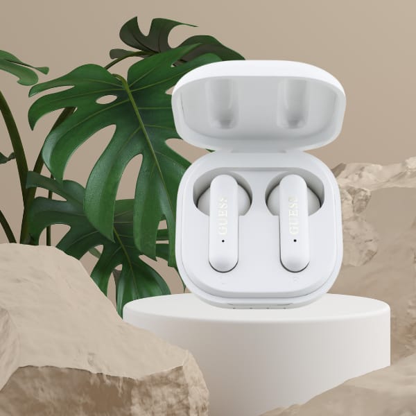 Słuchawki TWS Guess 4G Metal Logo biały