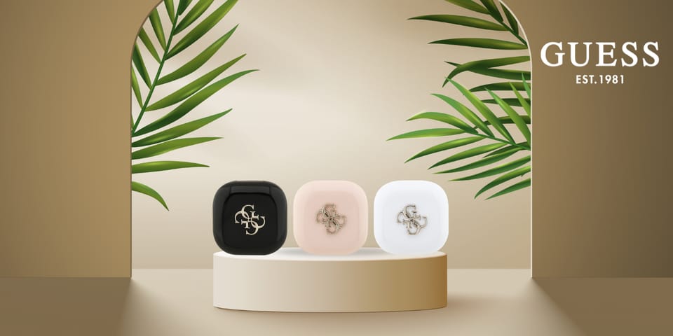 Słuchawki TWS Guess 4G Metal Logo biały