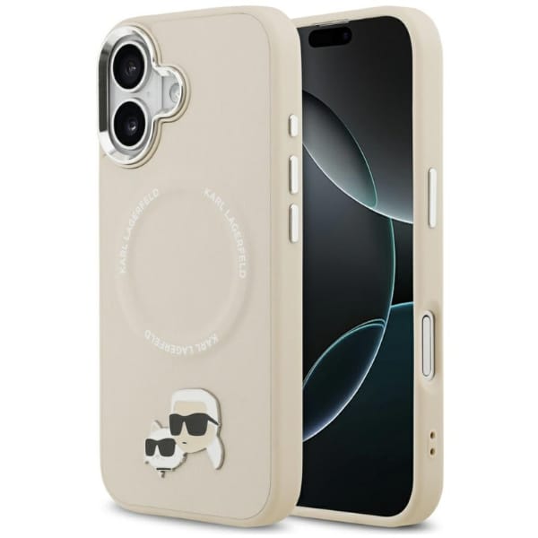 Etui Karl Lagerfeld Karl & Choupette     Pins MagSafe do iPhone 17 beżowy
