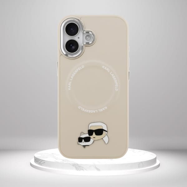Etui Karl Lagerfeld Karl & Choupette     Pins MagSafe do iPhone 17 beżowy
