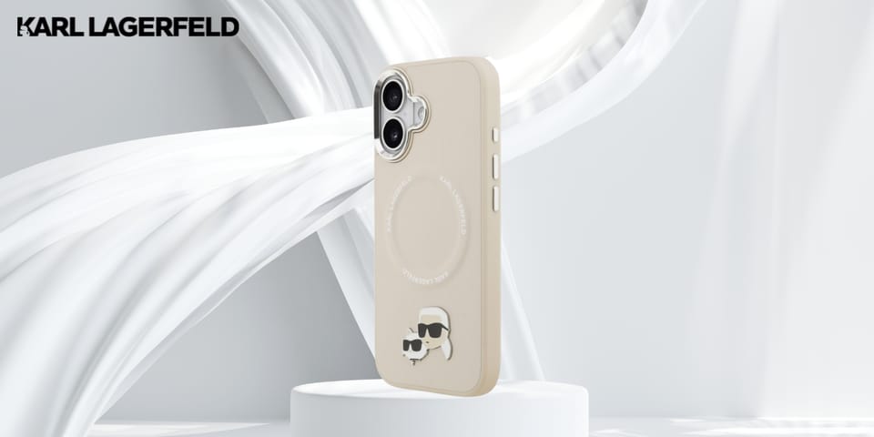 Etui Karl Lagerfeld Karl & Choupette     Pins MagSafe do iPhone 17 beżowy