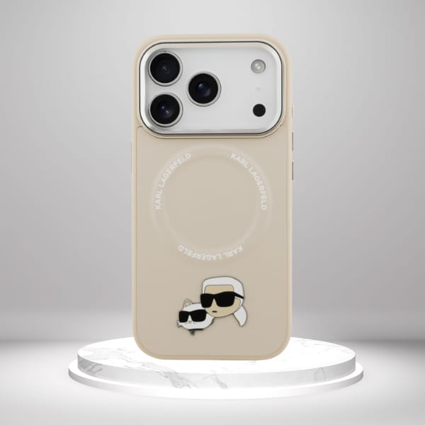 Etui Karl Lagerfeld Karl & Choupette     Pins MagSafe do iPhone 17 Pro beżowy