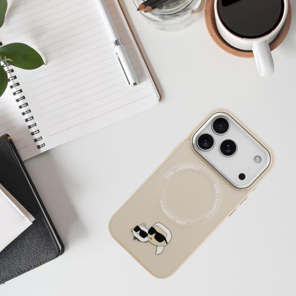 Etui Karl Lagerfeld Karl & Choupette     Pins MagSafe do iPhone 17 Pro beżowy
