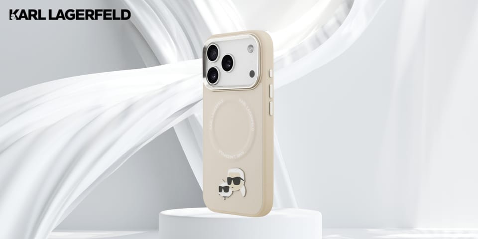Etui Karl Lagerfeld Karl & Choupette     Pins MagSafe do iPhone 17 Pro beżowy