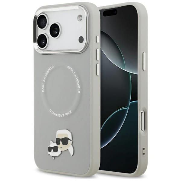 Etui Karl Lagerfeld Karl & Choupette     Pins MagSafe do iPhone 17 Pro Max szary