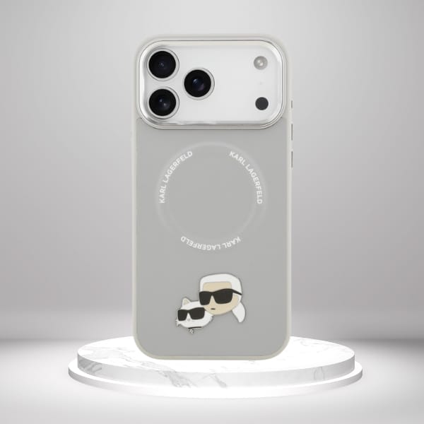Etui Karl Lagerfeld Karl & Choupette     Pins MagSafe do iPhone 17 Pro Max szary