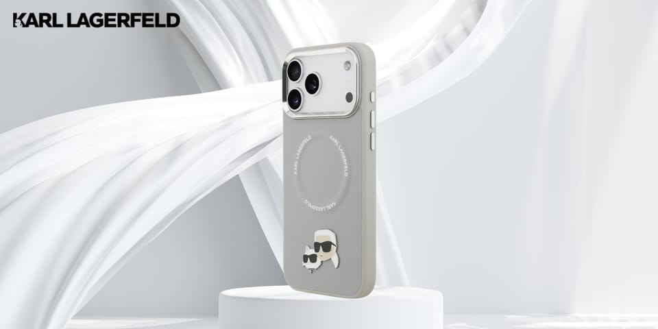 Etui Karl Lagerfeld Karl & Choupette     Pins MagSafe do iPhone 17 Pro Max szary