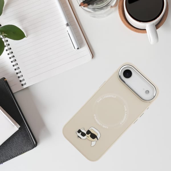 Etui Karl Lagerfeld Karl & Choupette     Pins MagSafe do iPhone Air beżowy