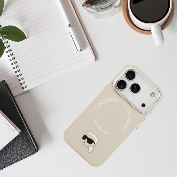 Etui Karl Lagerfeld Karl Pin MagSafe do  iPhone 17 Pro Max beżowy