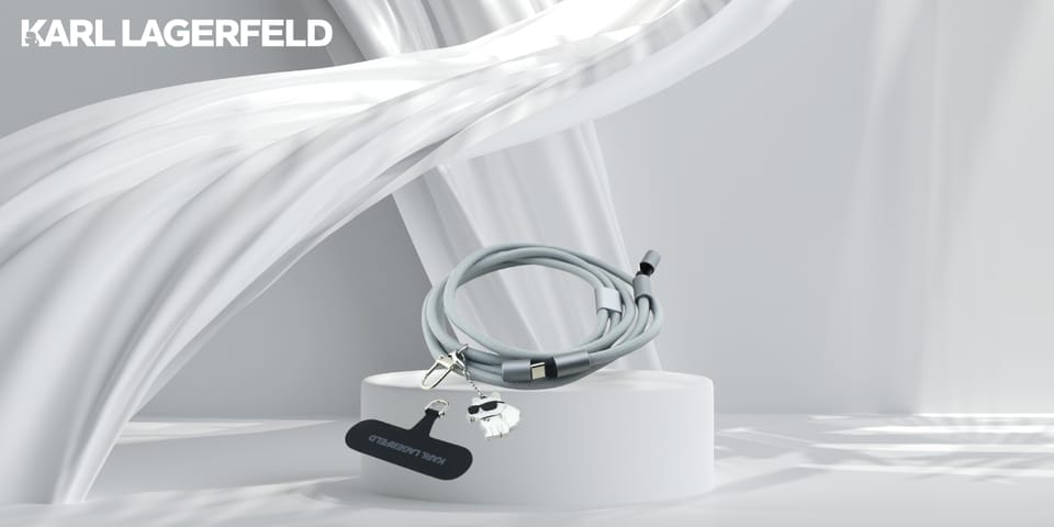 Uniwersalna smycz kabel Karl Lagerfeld   CBDY Choupette Charm USB-C/USB-C szary