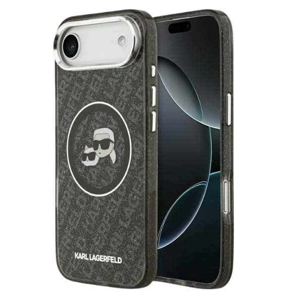 Etui Karl Lagerfeld IML Glitter Karl &   Choupette Heads Logo MagSafe do iPhone Air czarny