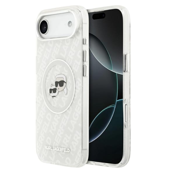 Etui Karl Lagerfeld IML Glitter Karl &   Choupette Heads Logo MagSafe do iPhone Air szary