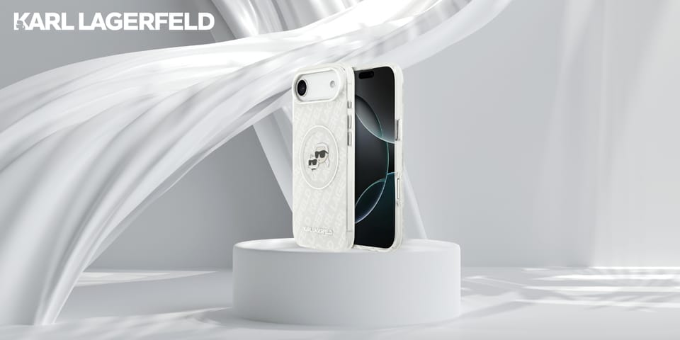 Etui Karl Lagerfeld IML Glitter Karl &   Choupette Heads Logo MagSafe do iPhone Air szary