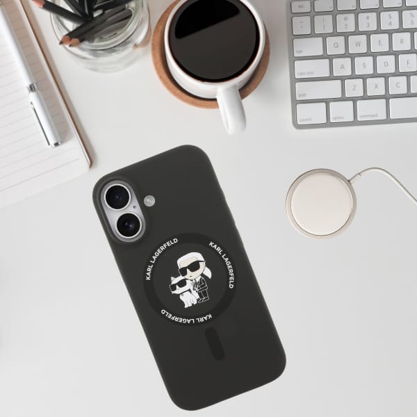 Etui Karl Lagerfeld Silicone             Karl&Choupette Ring MagSafe do iPhone 17 czarny