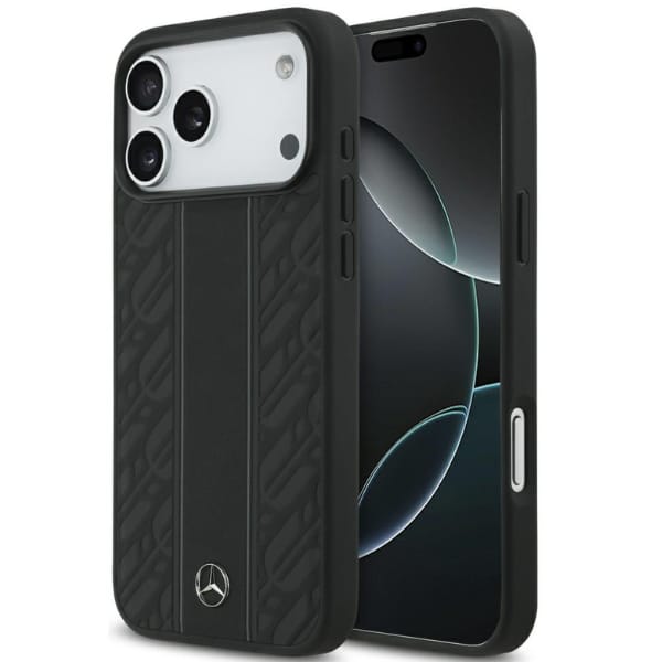 Etui Mercedes Leather Laurel Leaves      Stripes MagSafe do iPhone 17 Pro Max czarny