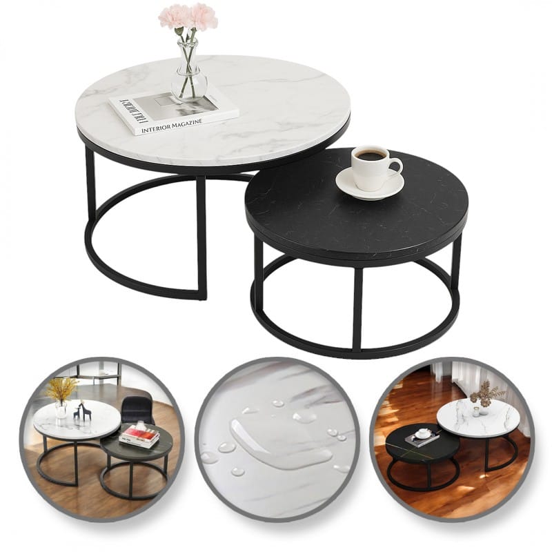 Zestaw okrągłych stolików kawowych 60 i 80 cm STL14BCZ