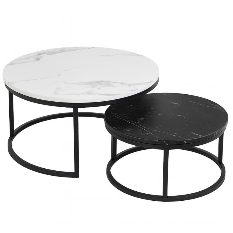 Zestaw okrągłych stolików kawowych 60 i 80 cm STL14BCZ