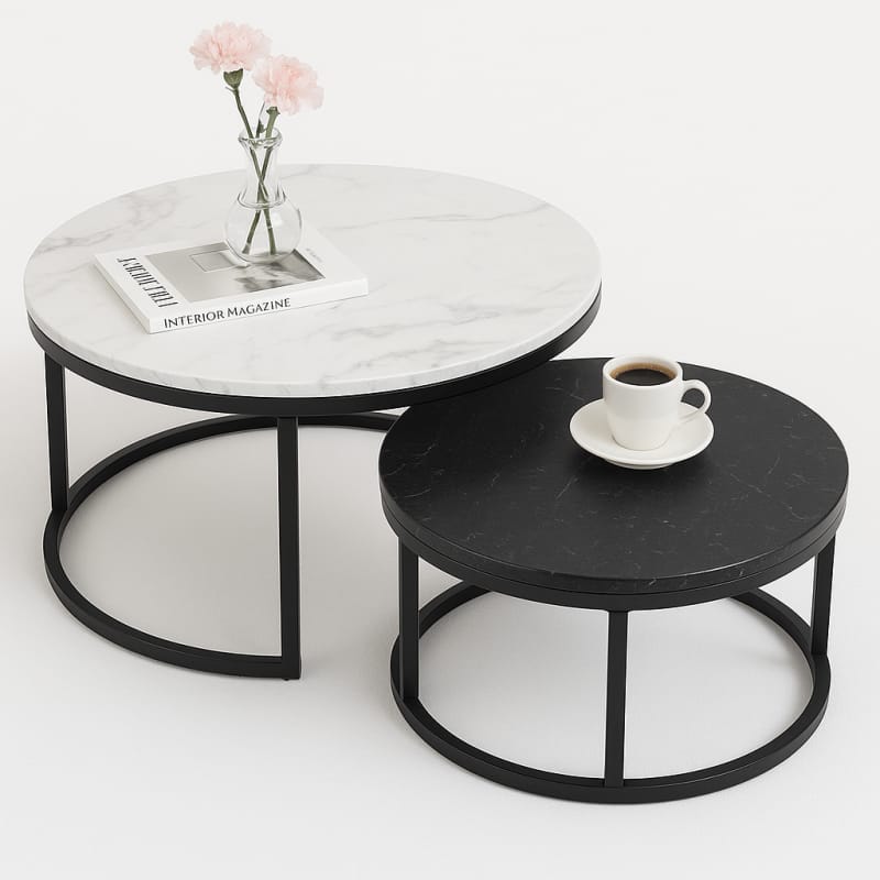 Zestaw okrągłych stolików kawowych 60 i 80 cm STL14BCZ