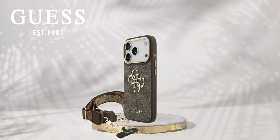 Etui Guess 4G Big 4G Classic Logo BigStrap Metal Buttons do iPhone 17 Pro brązowy