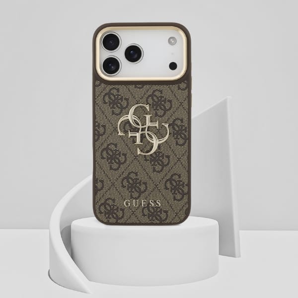 Etui Guess 4G Big 4G Classic Logo BigStrap Metal Buttons do iPhone 17 Pro Max brązowy