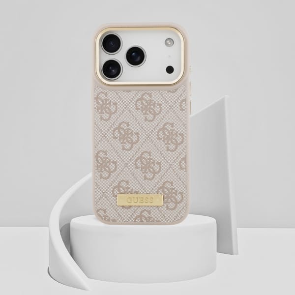 Etui Guess 4G Logo Plate MagSafe do iPhone 17 Pro różowy