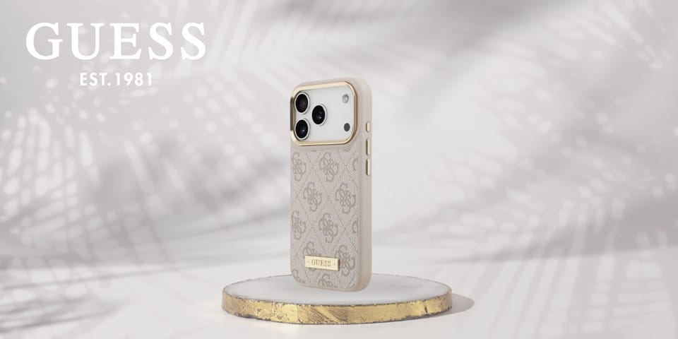 Etui Guess 4G Logo Plate MagSafe do iPhone 17 Pro różowy