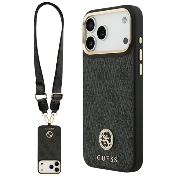 Etui Guess 4G Srtass Logo & Big Strap    Metal Buttons MagSafe do iPhone 17 Pro Max czarny