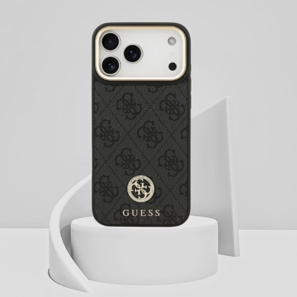 Etui Guess 4G Srtass Logo & Big Strap    Metal Buttons MagSafe do iPhone 17 Pro Max czarny