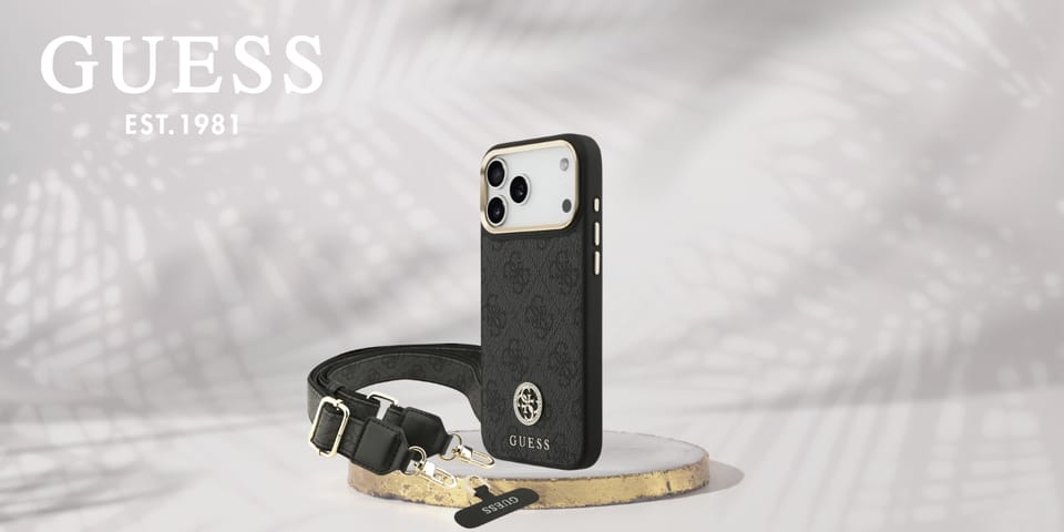 Etui Guess 4G Srtass Logo & Big Strap    Metal Buttons MagSafe do iPhone 17 Pro Max czarny