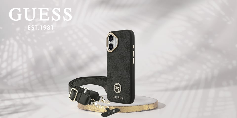 Etui Guess 4G Strass Logo & Big Strap    Metal Buttons MagSafe do iPhone 17 czarny