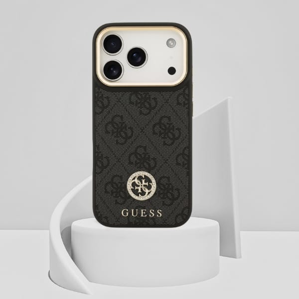 Etui Guess 4G Strass Logo & Big Strap    Metal Buttons MagSafe do iPhone 17 Pro czarny