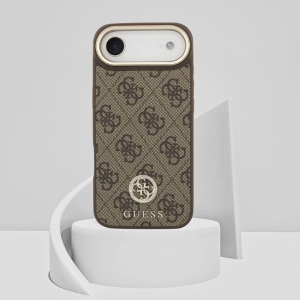 Etui Guess 4G Strass Logo & Big Strap    Metal Buttons MagSafe do iPhone Air brązowy