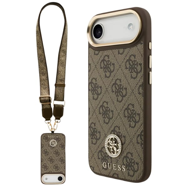 Etui Guess 4G Strass Logo & Big Strap    Metal Buttons MagSafe do iPhone Air brązowy
