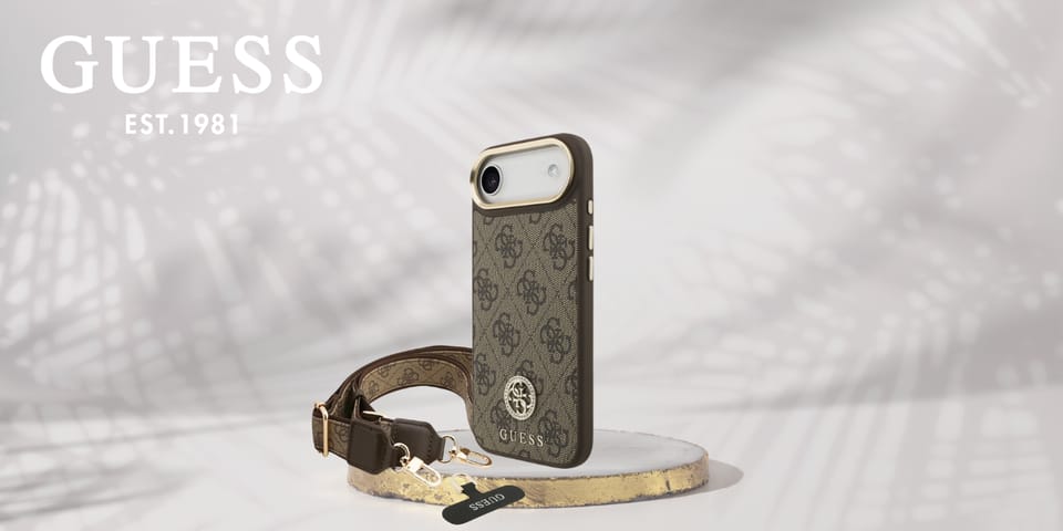 Etui Guess 4G Strass Logo & Big Strap    Metal Buttons MagSafe do iPhone Air brązowy