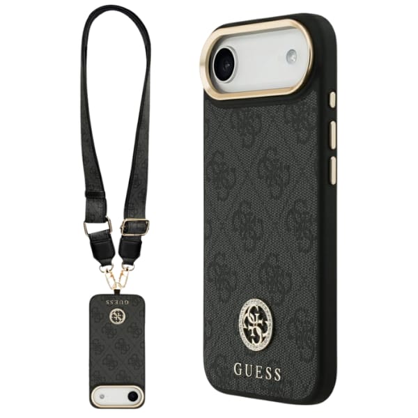 Etui Guess 4G Strass Logo & Big Strap    Metal Buttons MagSafe do iPhone Air czarny