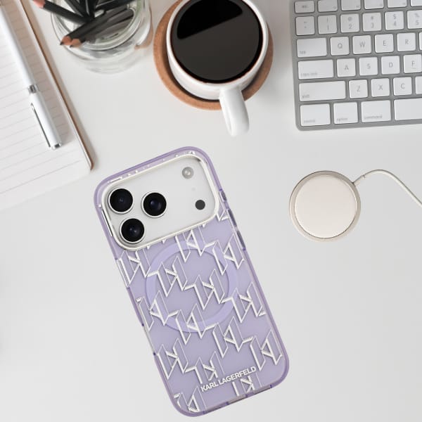 Etui Karl Lagerfeld IML KL Monogram      MagSafe do iPhone 17 Pro Max fioletowy