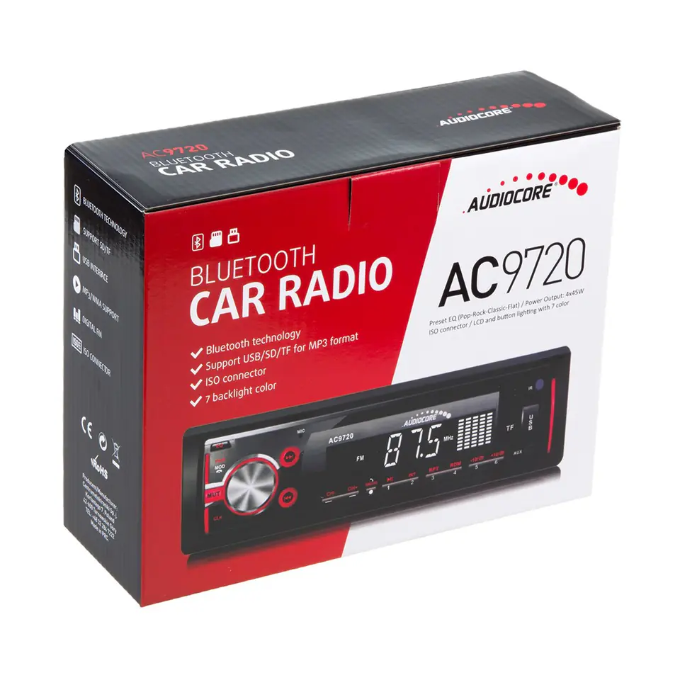 Audiocore AC9720 ISO Bluetooth Multicolor MP3 / WMA / USB / RDS / SD Radio